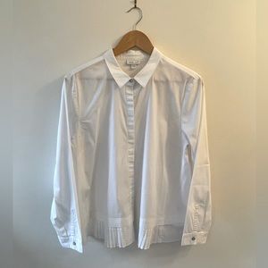 J. Jill white button down blouse with pleated hem